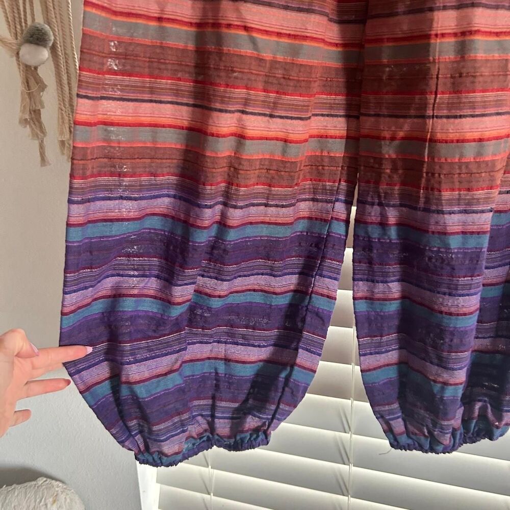 Boho Striped Cotton Harem Pants One Size Festival Hippie Fairycore maximalist - Picture 4 of 5